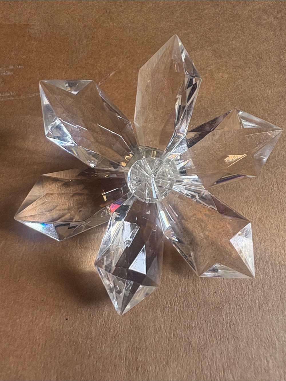 Vintage western Germany clear crystal flower brooch, faucet starburst